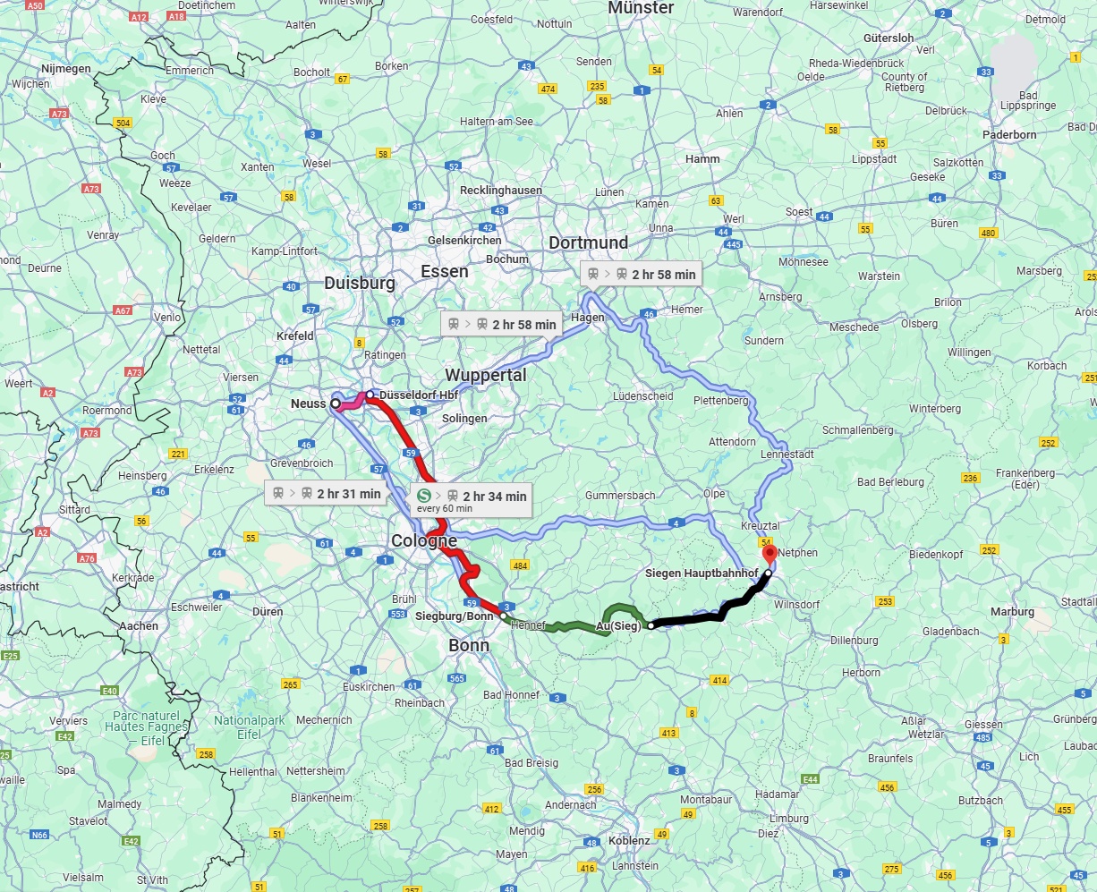Anreise von Neuss Zu Siegen Über 