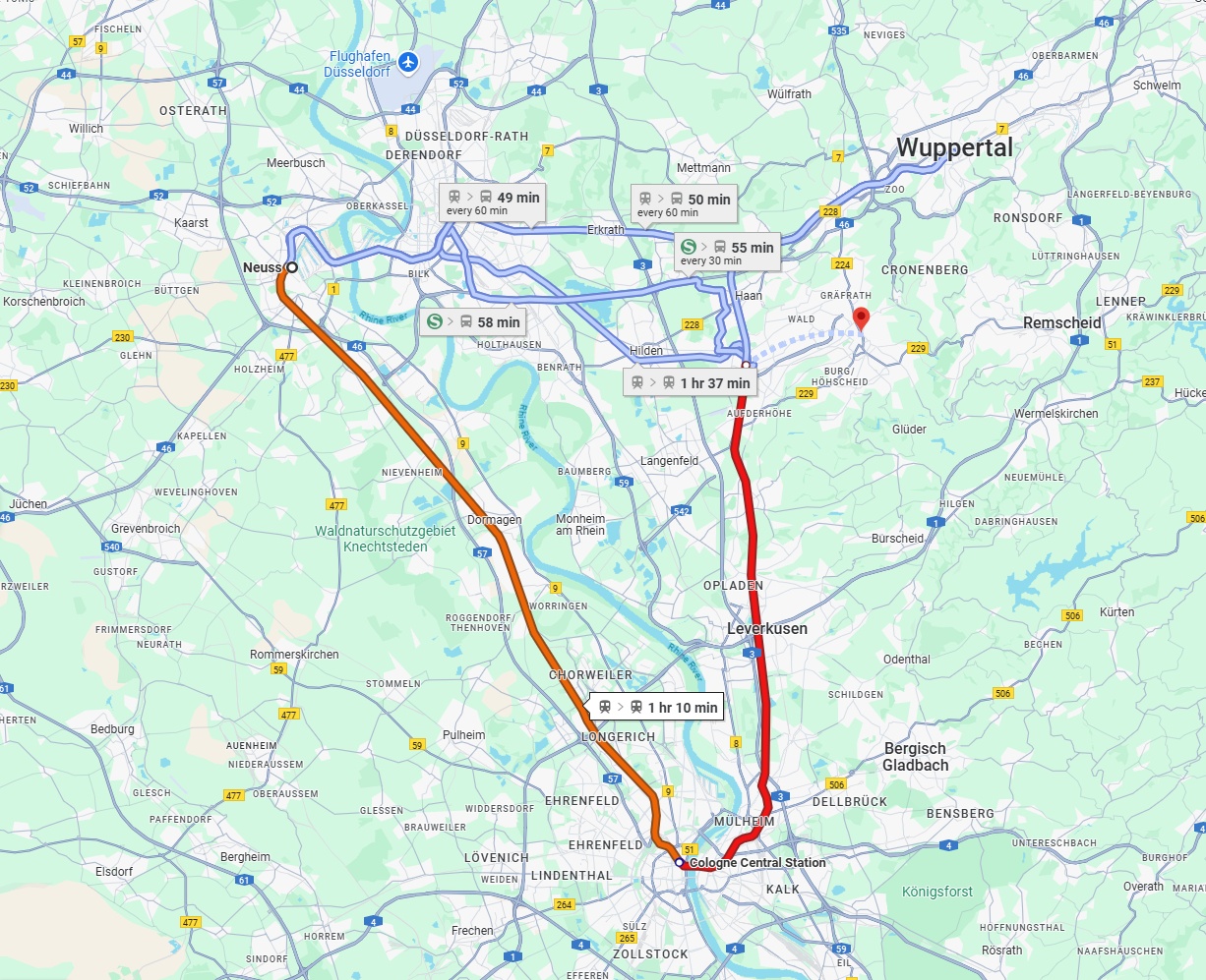 Anreise von Neuss Zu Solingen Über 