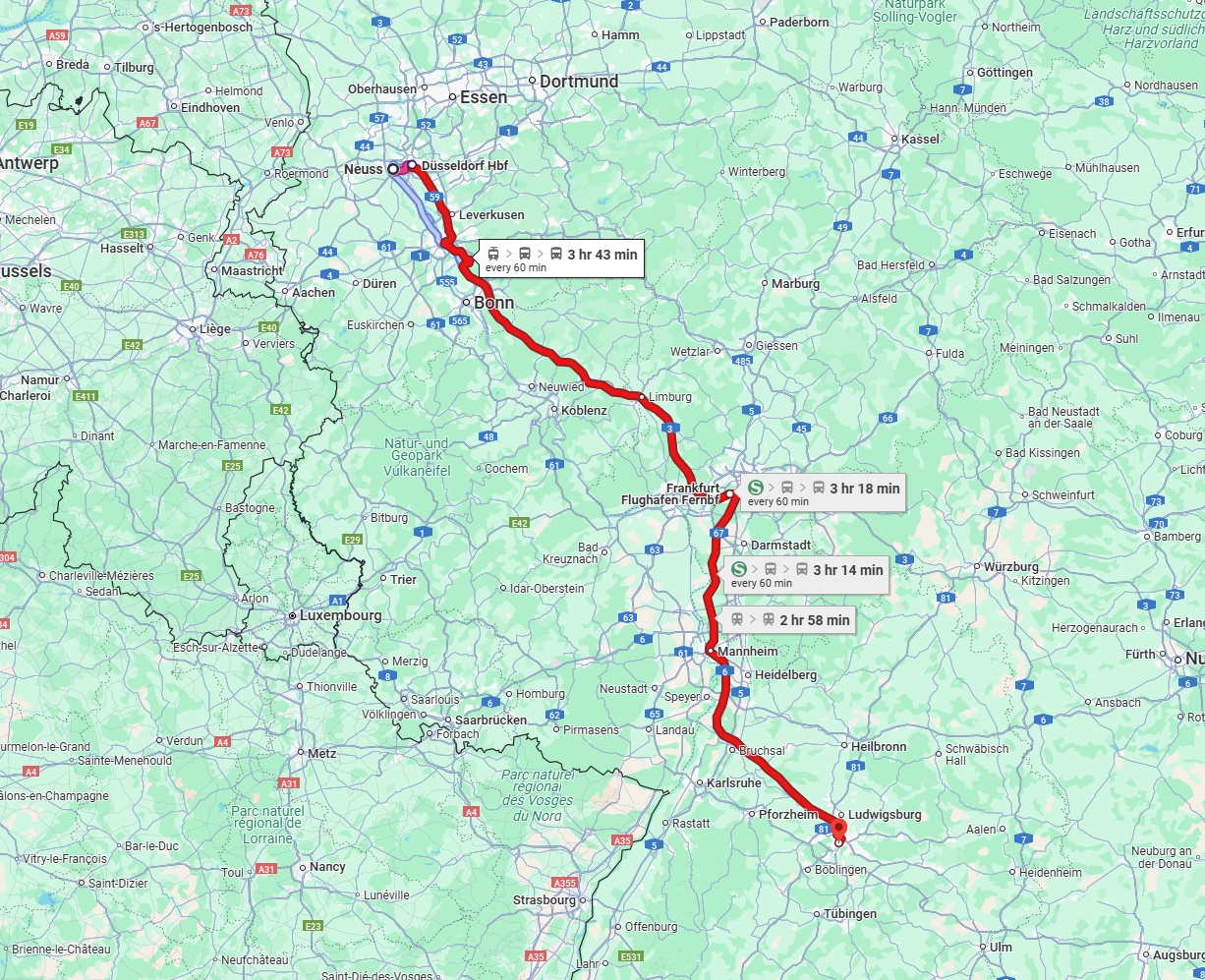 Anreise von Neuss Zu Stuttgart Über 