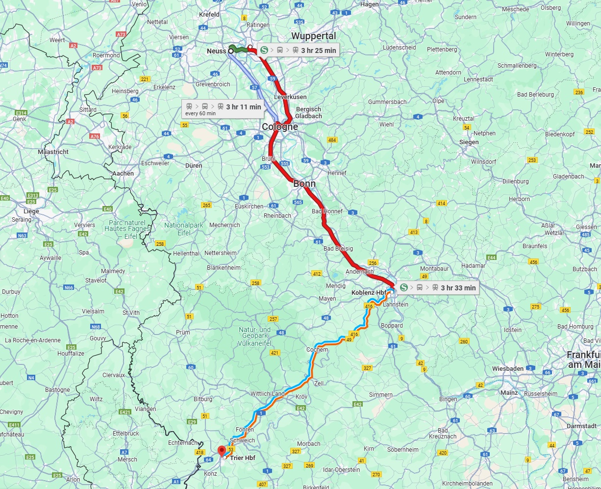 Anreise von Neuss Zu Trier Über 