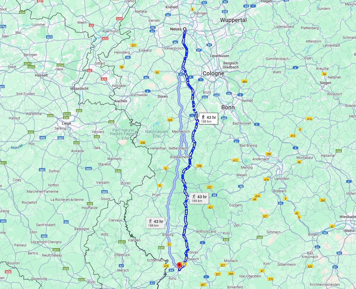 Anreise von Neuss Zu Trier Über 