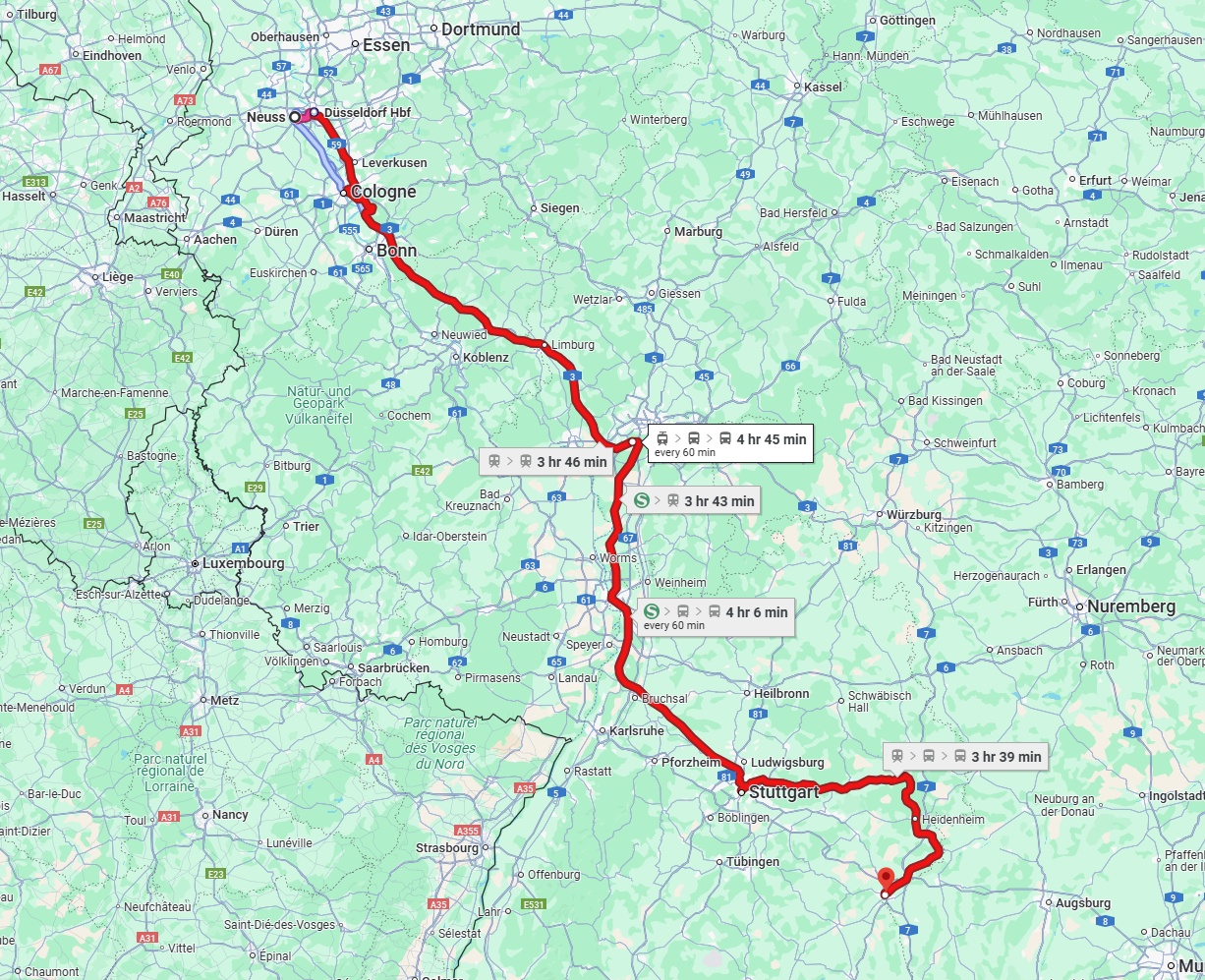 Anreise von Neuss Zu Ulm Über 