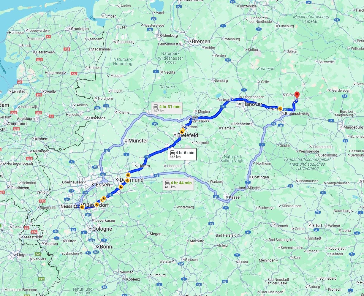 Anreise von Neuss Zu Wolfsburg Über via A2