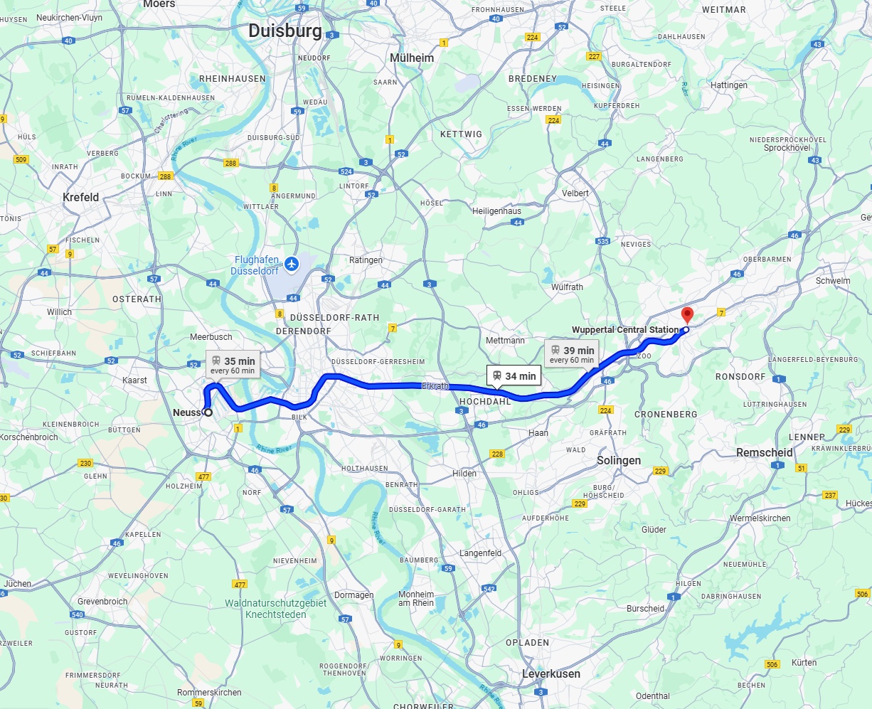 Anreise von Neuss Zu Wuppertal Über 