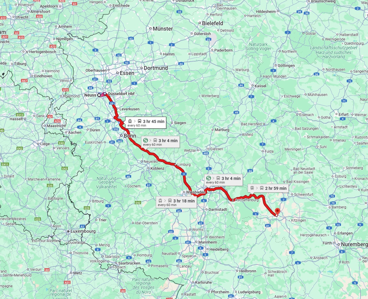 Anreise von Neuss Zu Würzburg Über 