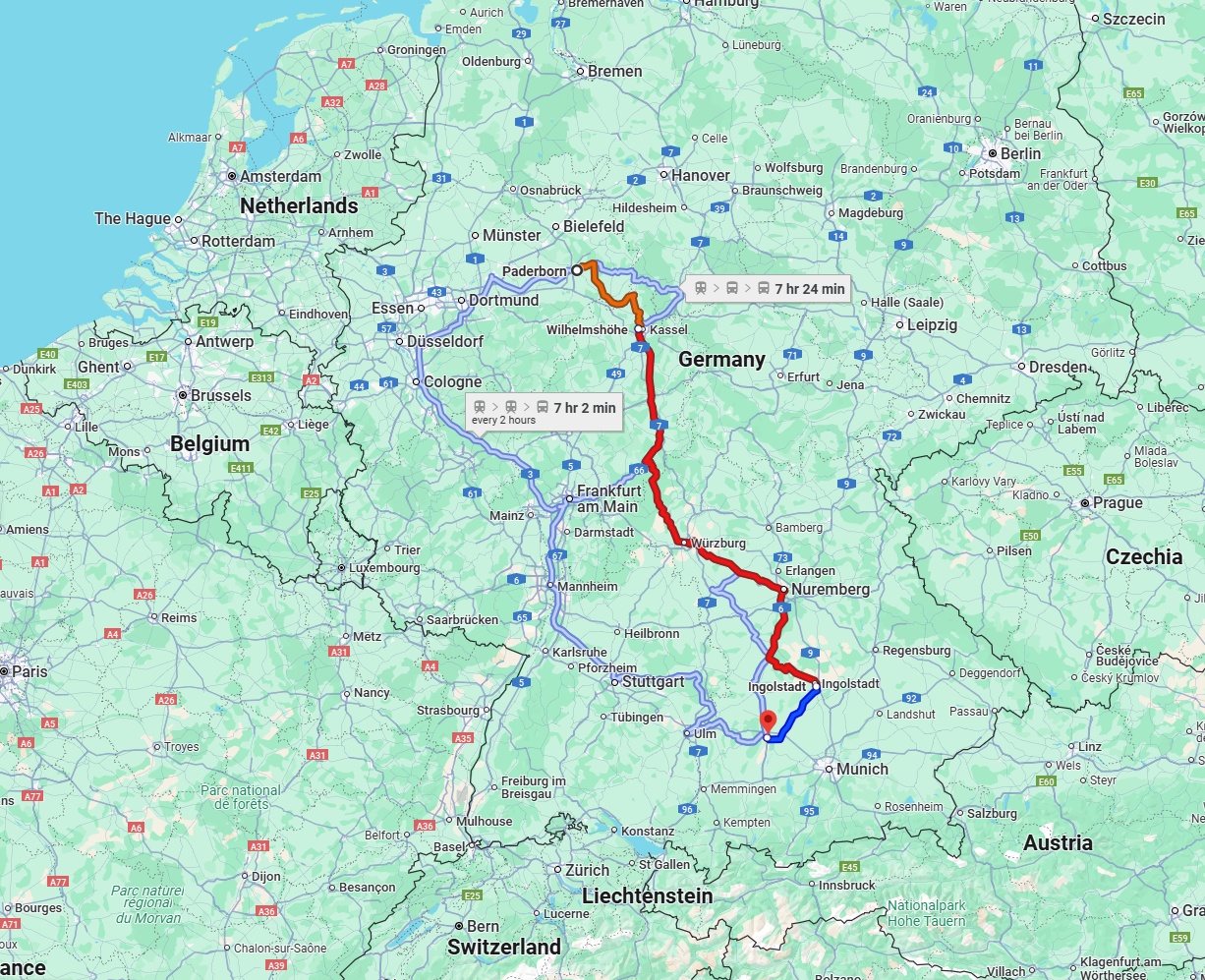 Anreise von Paderborn Zu Augsburg Über 