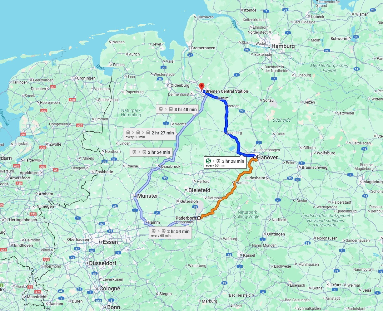 Anreise von Paderborn Zu Bremen Über 