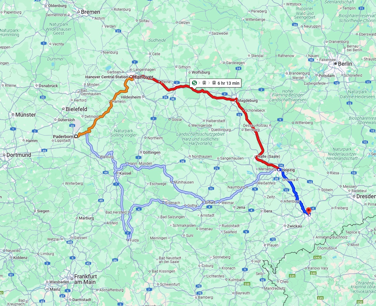 Anreise von Paderborn Zu Chemnitz Über 