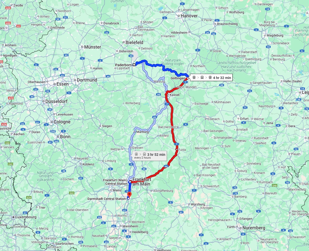 Anreise von Paderborn Zu Darmstadt Über 