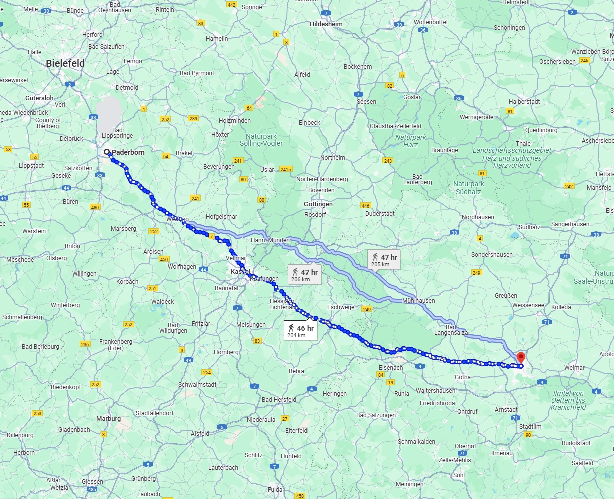 Anreise von Paderborn Zu Erfurt Über 