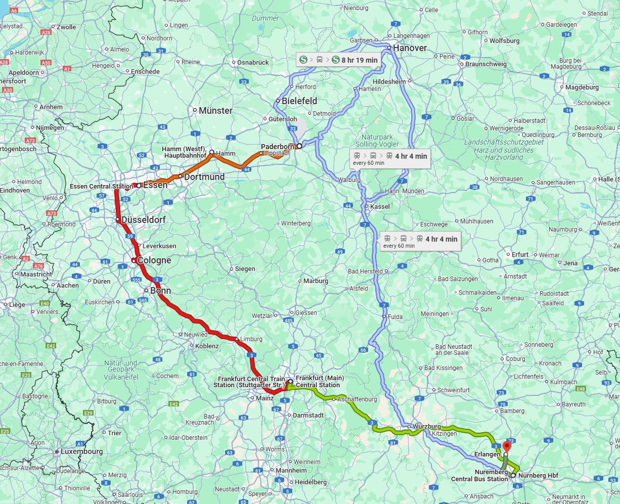 Anreise von Paderborn Zu Erlangen Über 