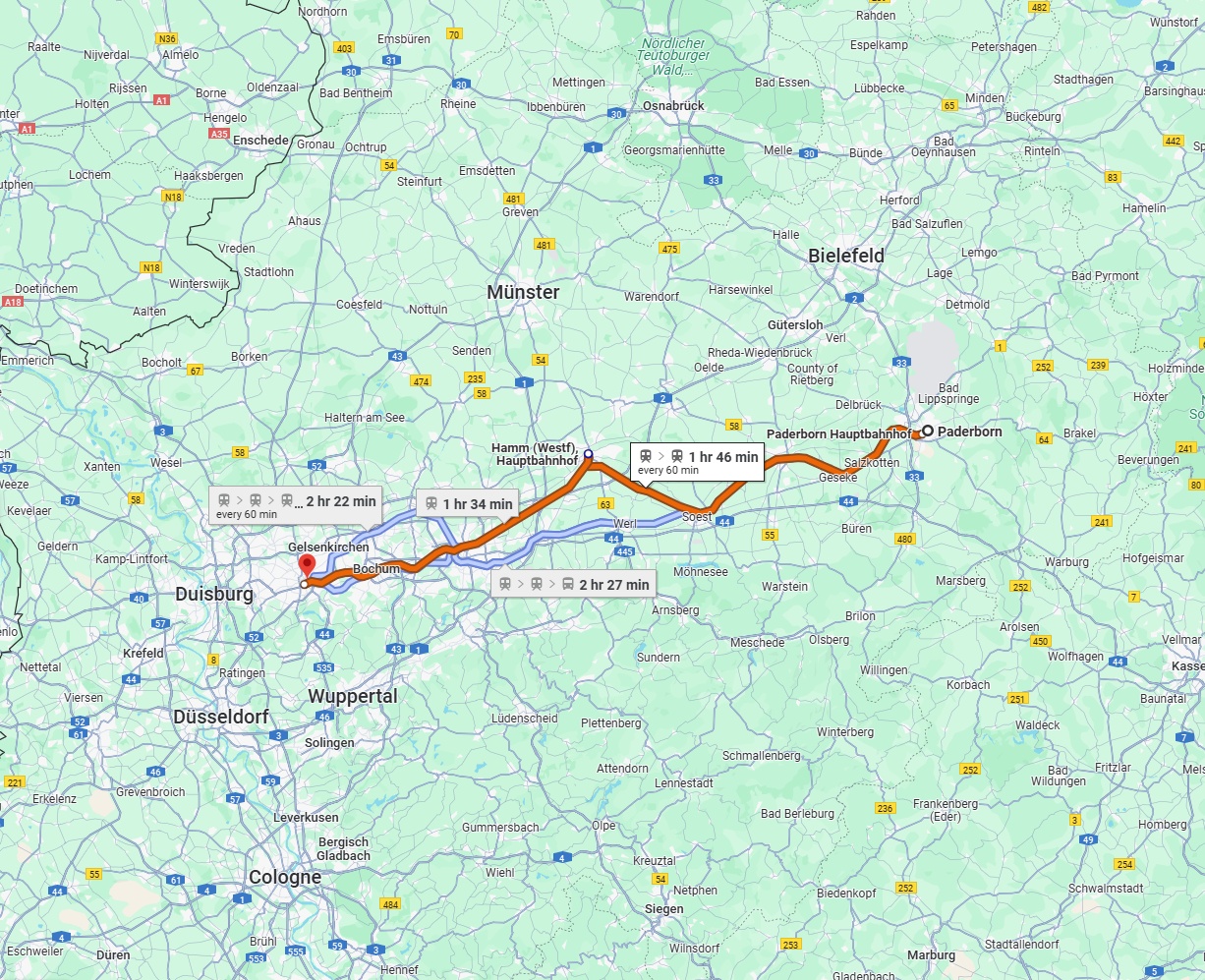 Anreise von Paderborn Zu Essen Über 