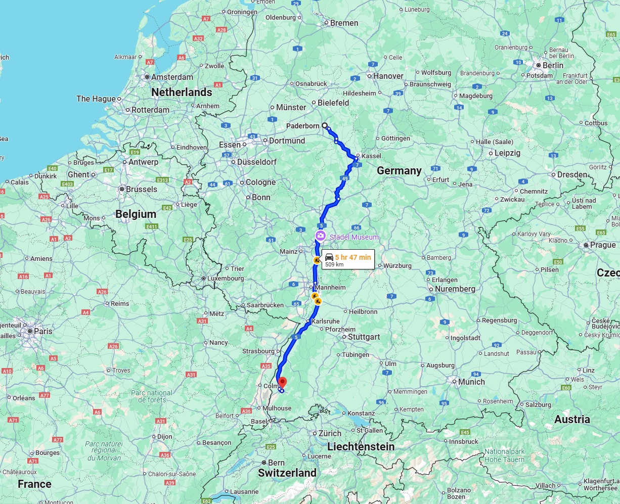 Anreise von Paderborn Zu Freiburg im Breisgau Über via A5