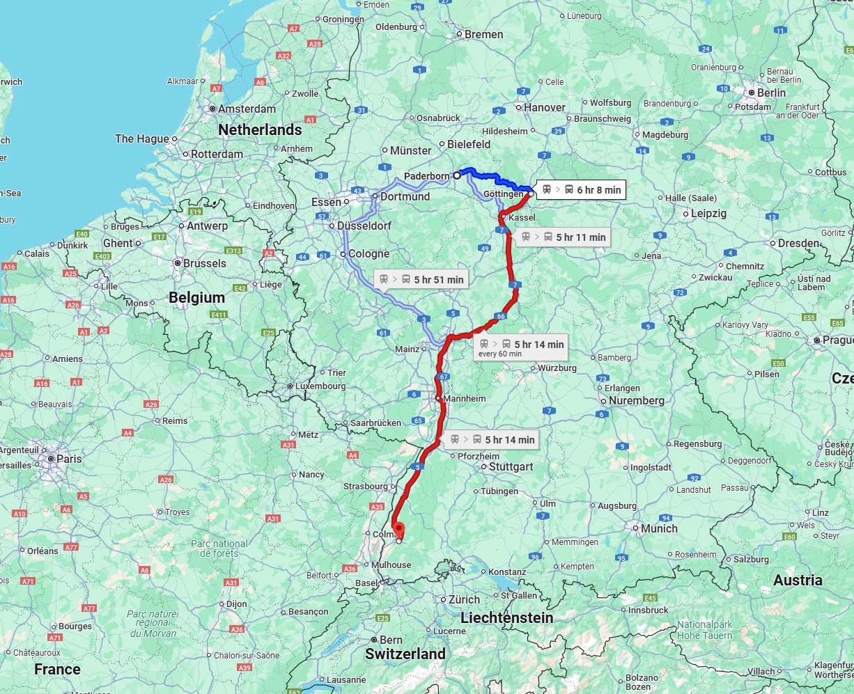 Anreise von Paderborn Zu Freiburg im Breisgau Über 