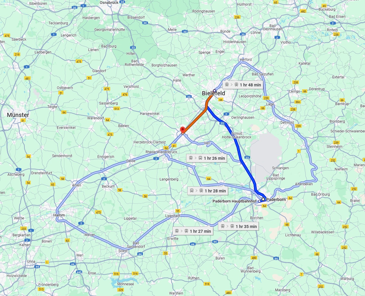 Anreise von Paderborn Zu Gütersloh Über 
