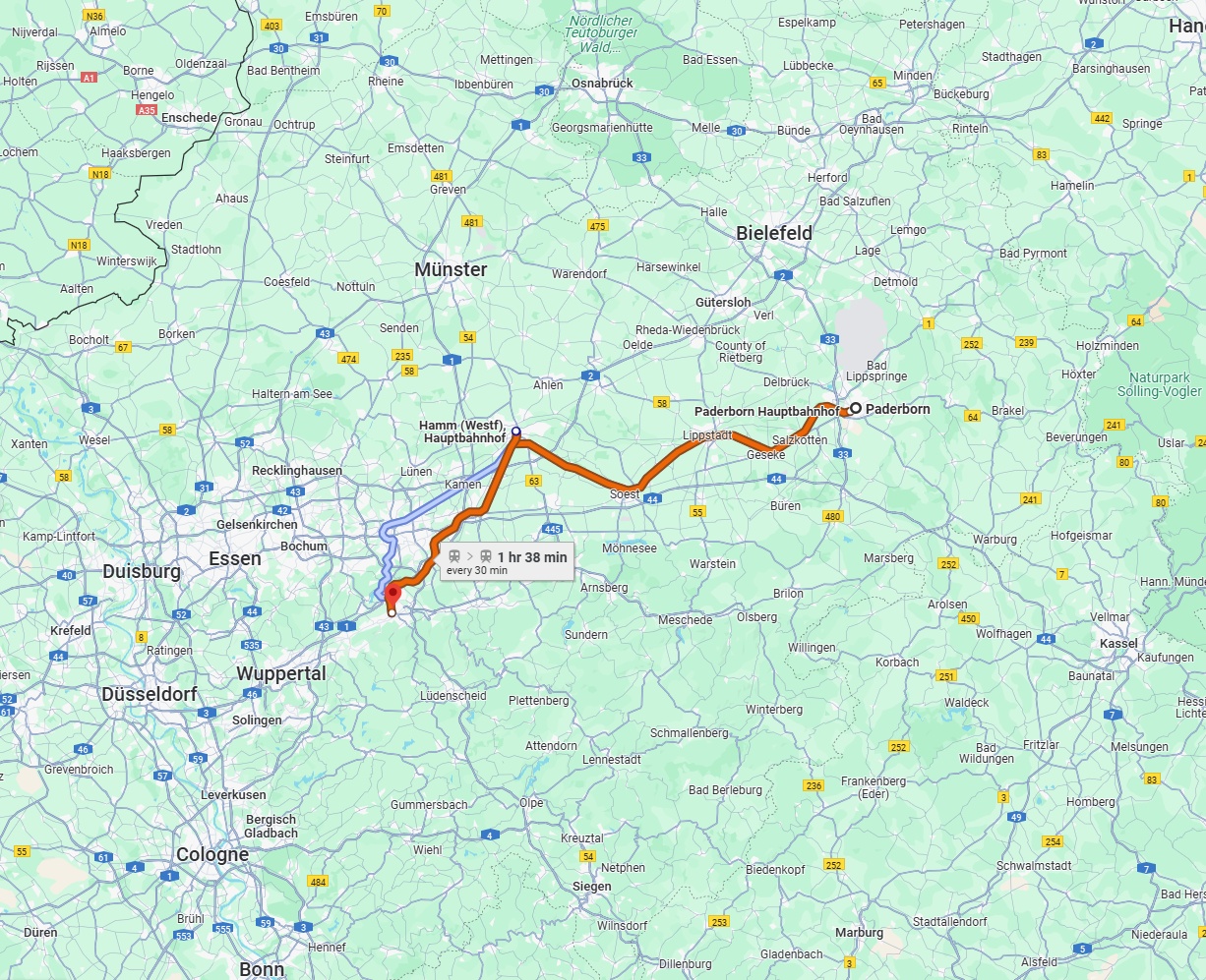 Anreise von Paderborn Zu Hagen Über 