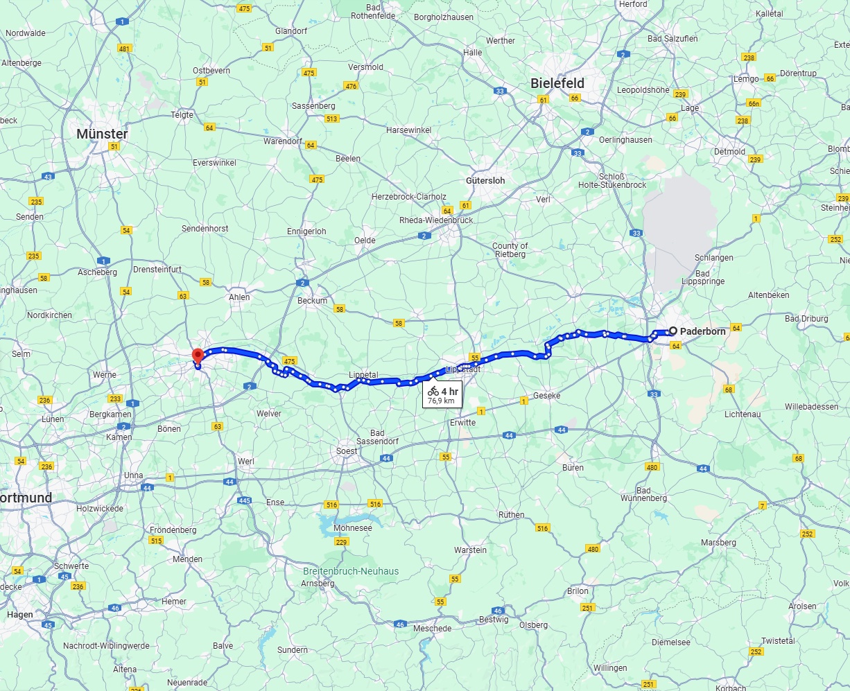 Anreise von Paderborn Zu Hamm Über 