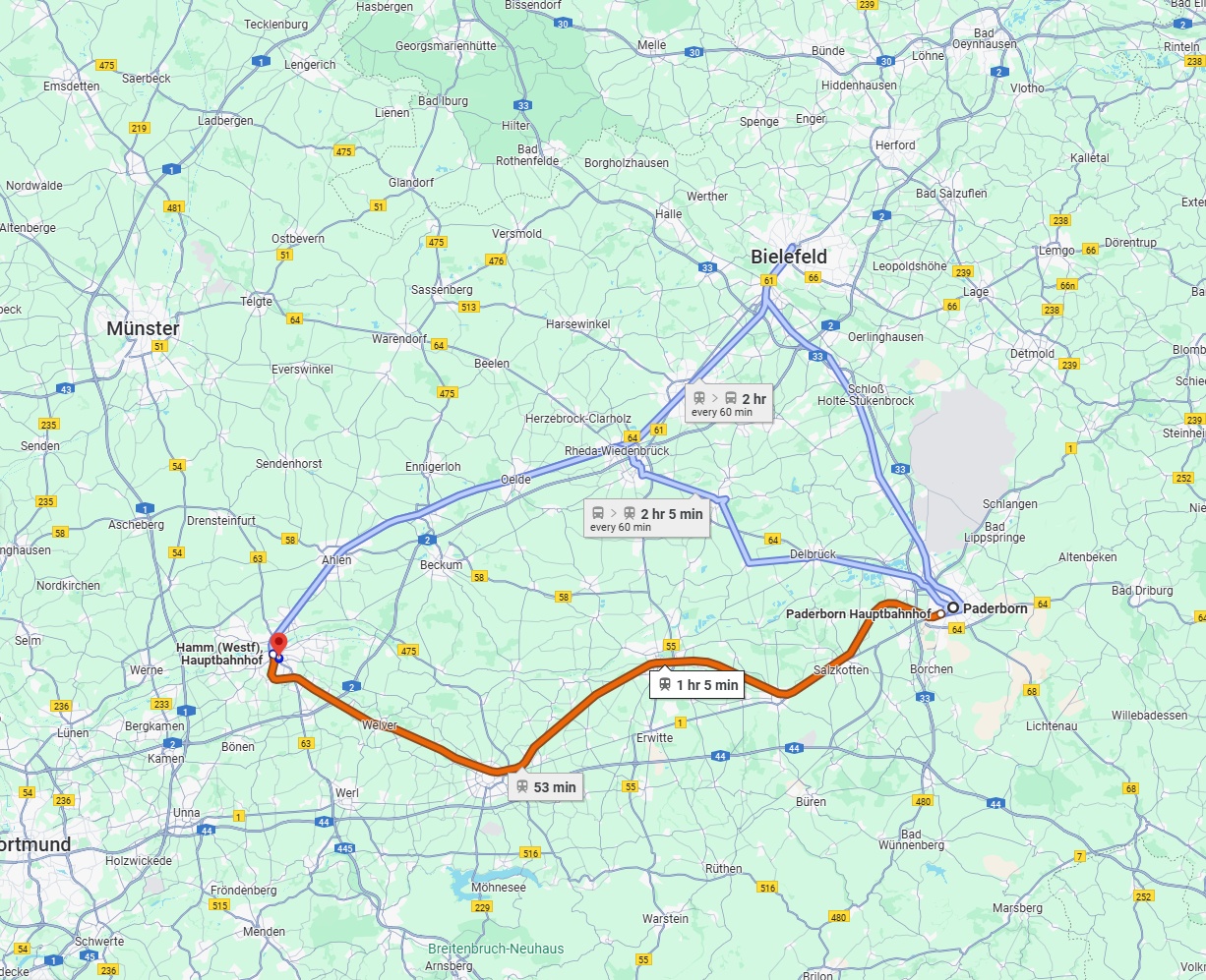 Anreise von Paderborn Zu Hamm Über 