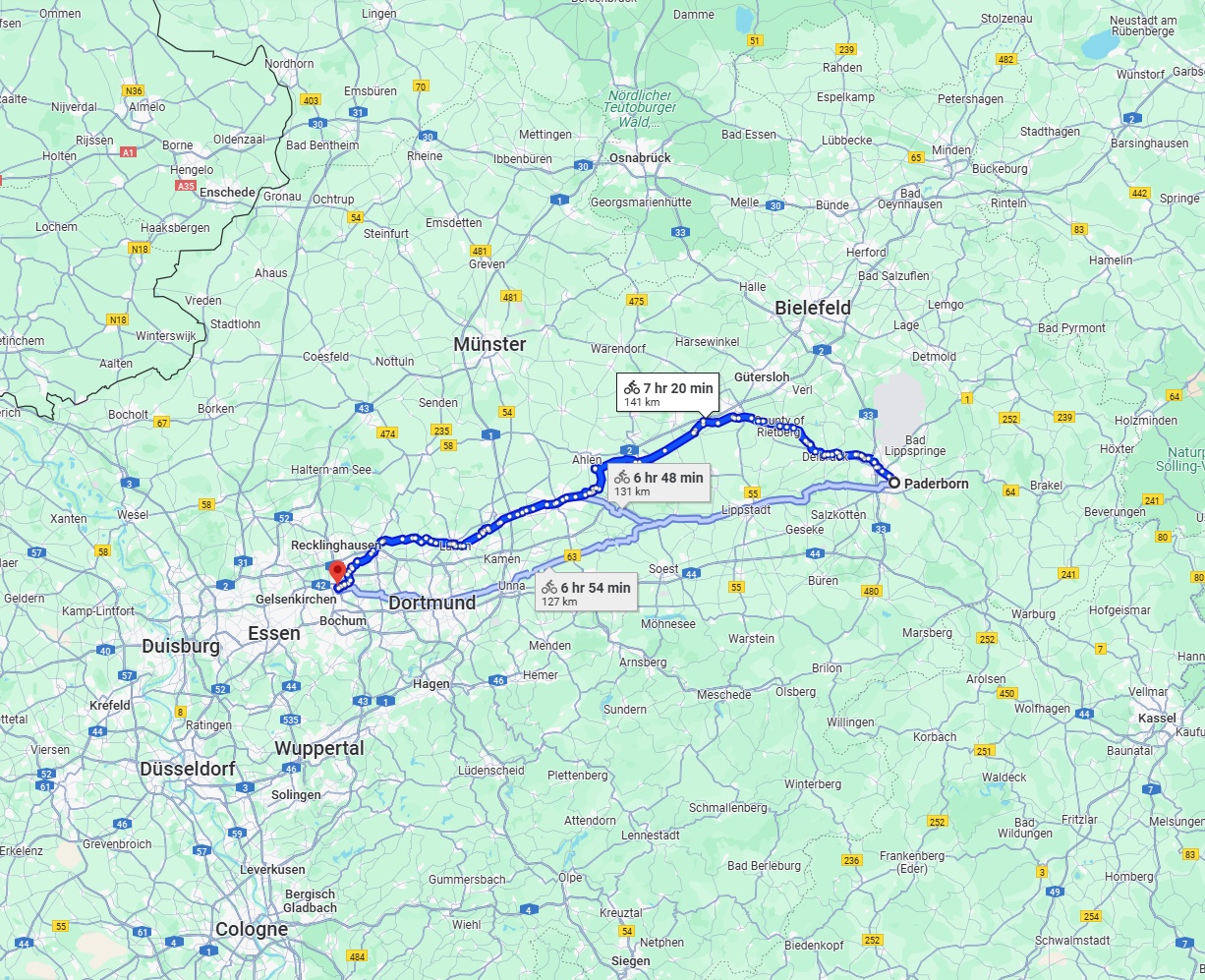 Anreise von Paderborn Zu Herne Über 