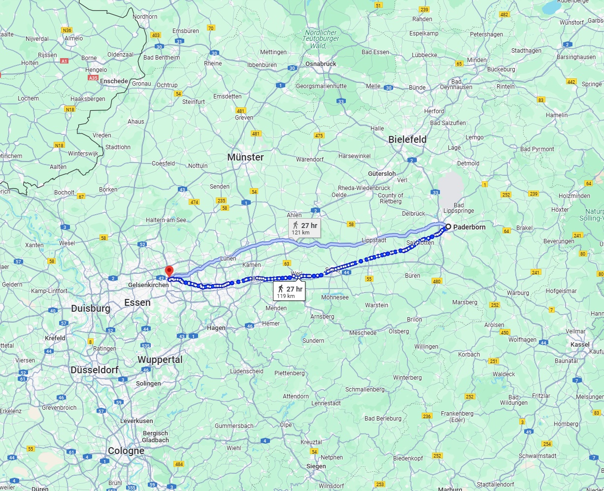 Anreise von Paderborn Zu Herne Über 