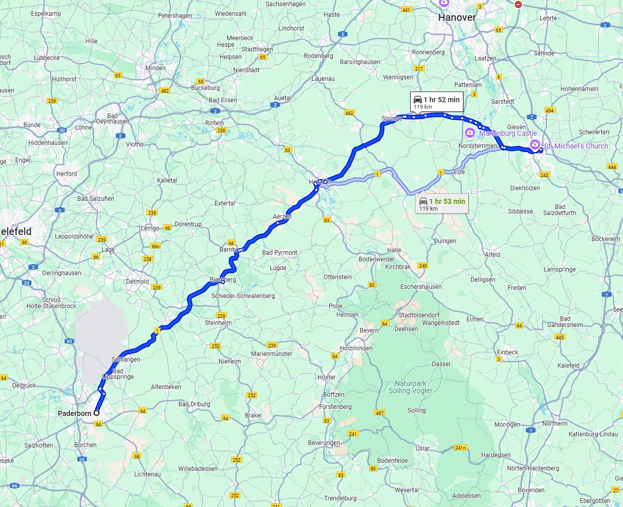 Anreise von Paderborn Zu Hildesheim Über via B1 and B1