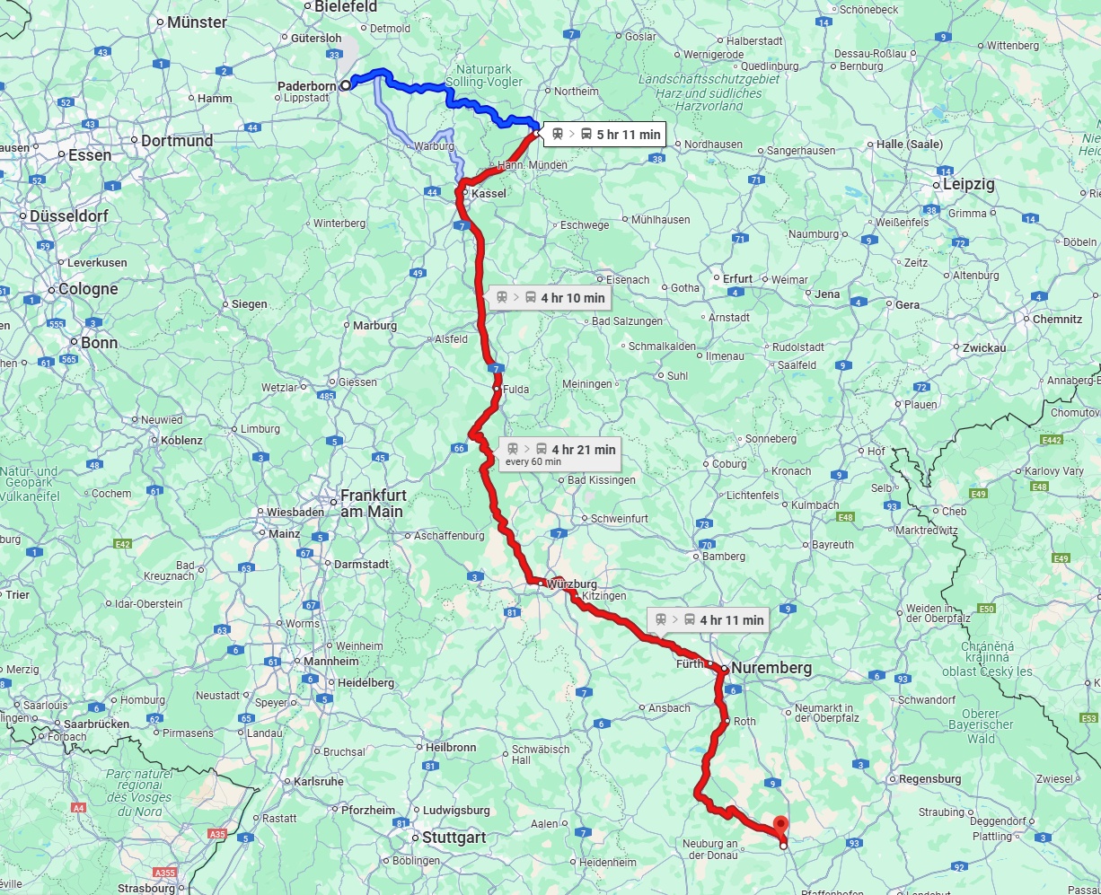 Anreise von Paderborn Zu Ingolstadt Über 
