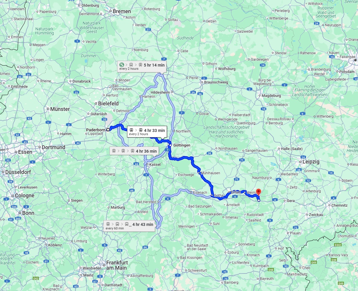 Anreise von Paderborn Zu Jena Über 