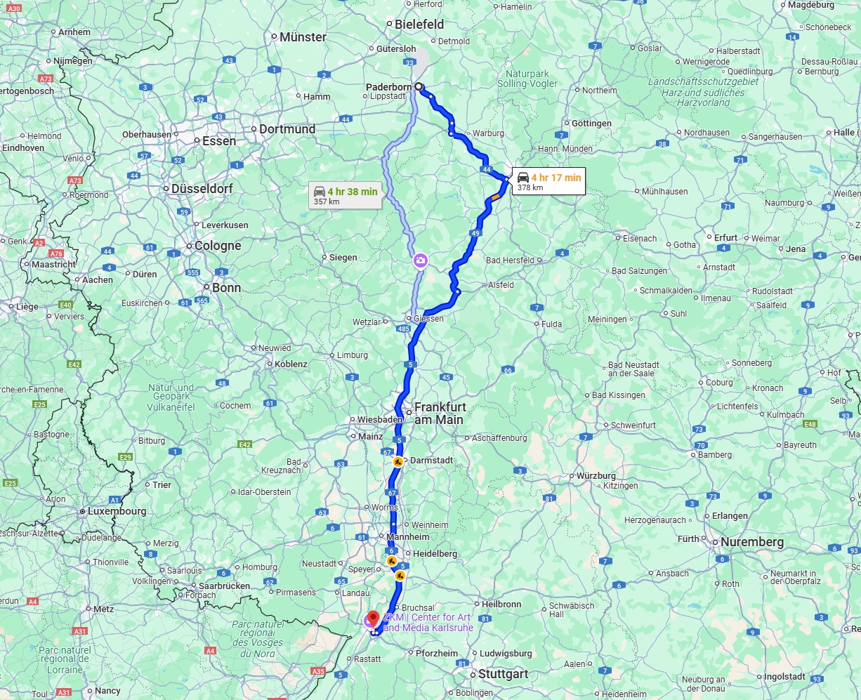 Anreise von Paderborn Zu Karlsruhe Über via A5