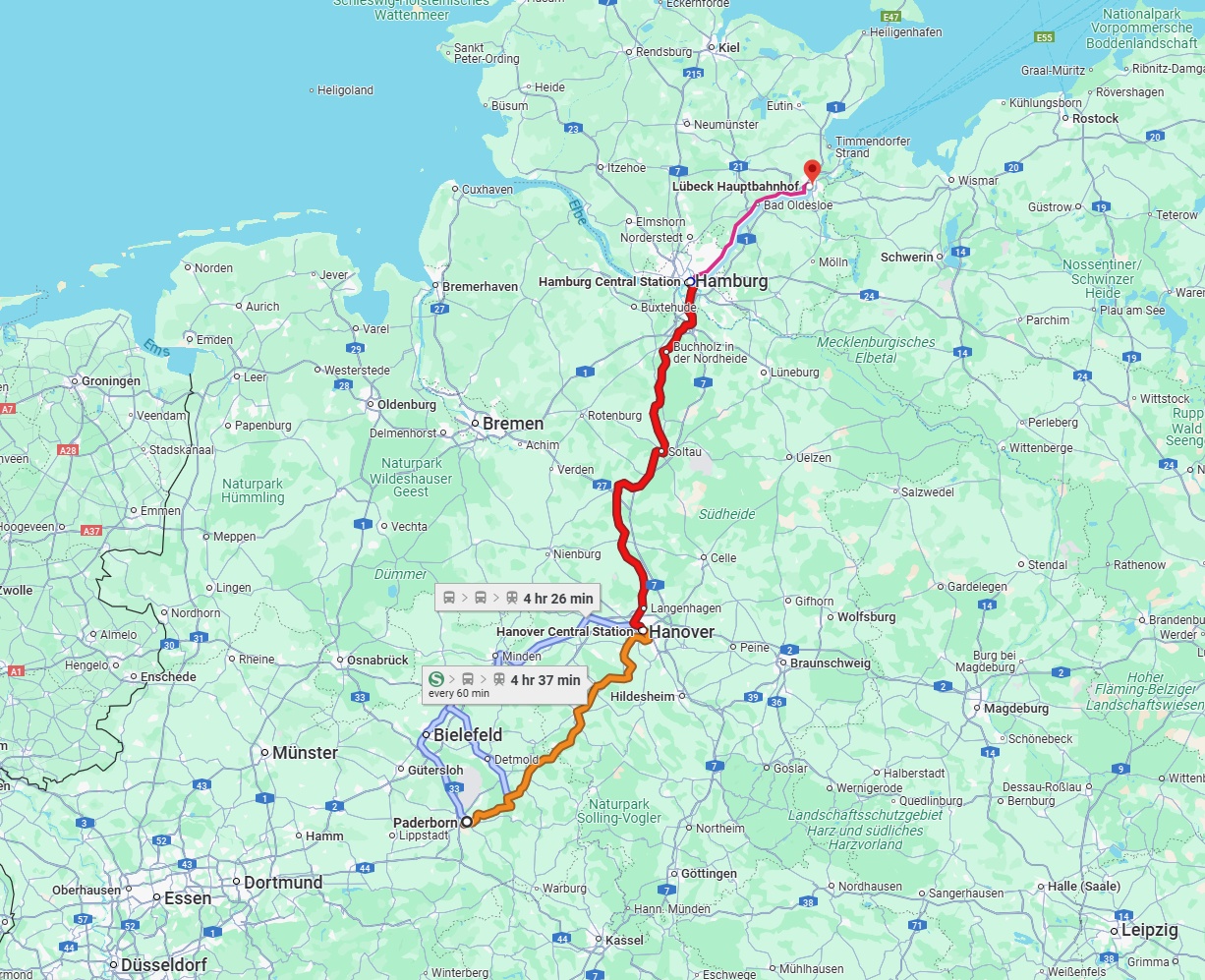 Anreise von Paderborn Zu Lübeck Über 