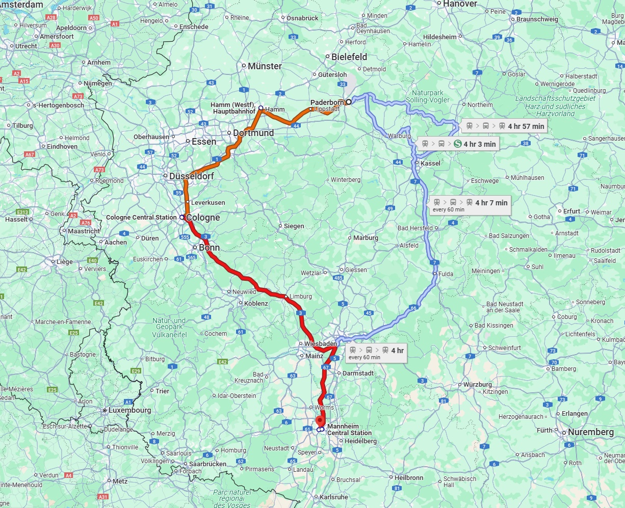 Anreise von Paderborn Zu Ludwigshafen am Rhein Über 