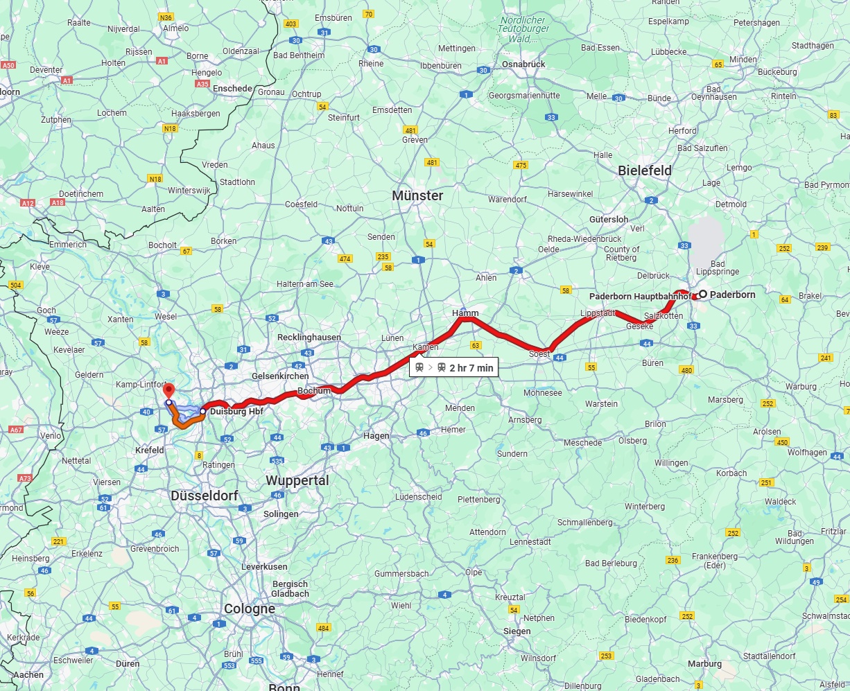 Anreise von Paderborn Zu Moers Über 