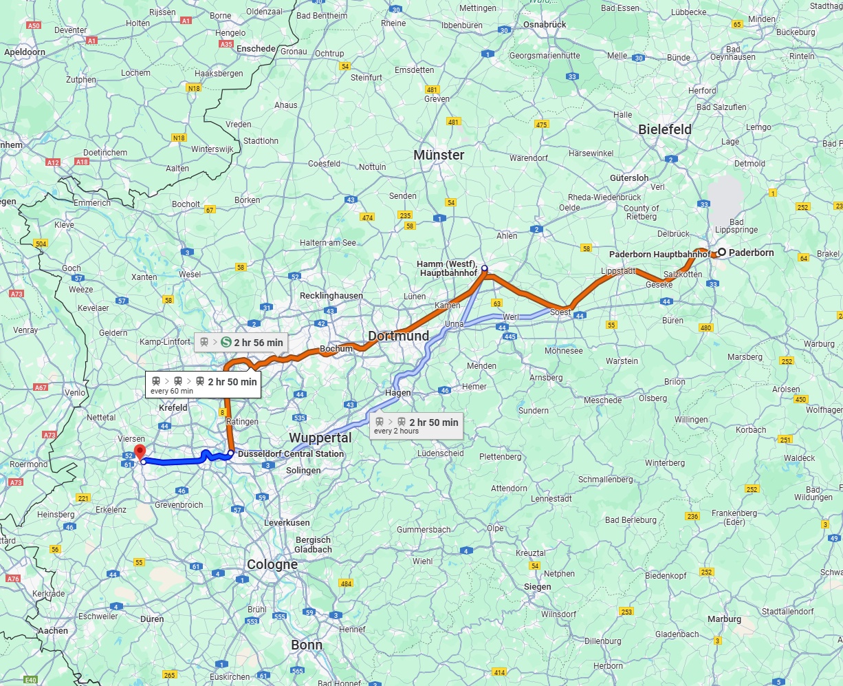 Anreise von Paderborn Zu Mönchengladbach Über 