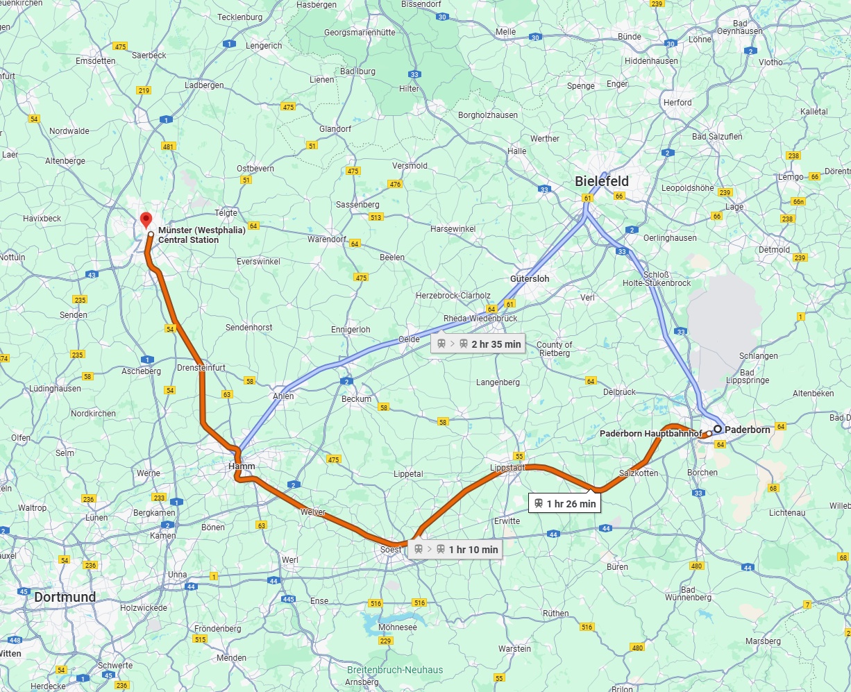 Anreise von Paderborn Zu Münster Über 