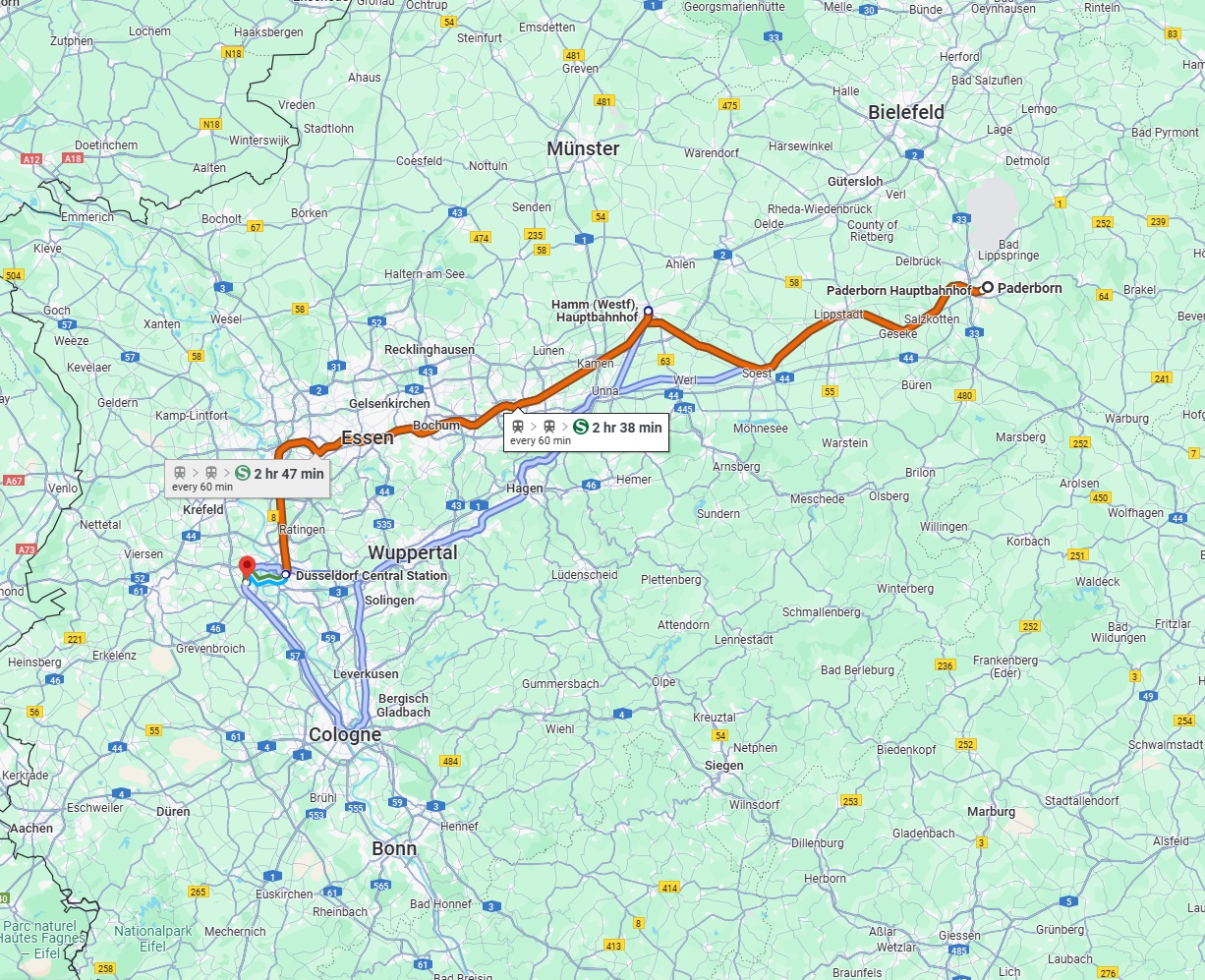 Anreise von Paderborn Zu Neuss Über 