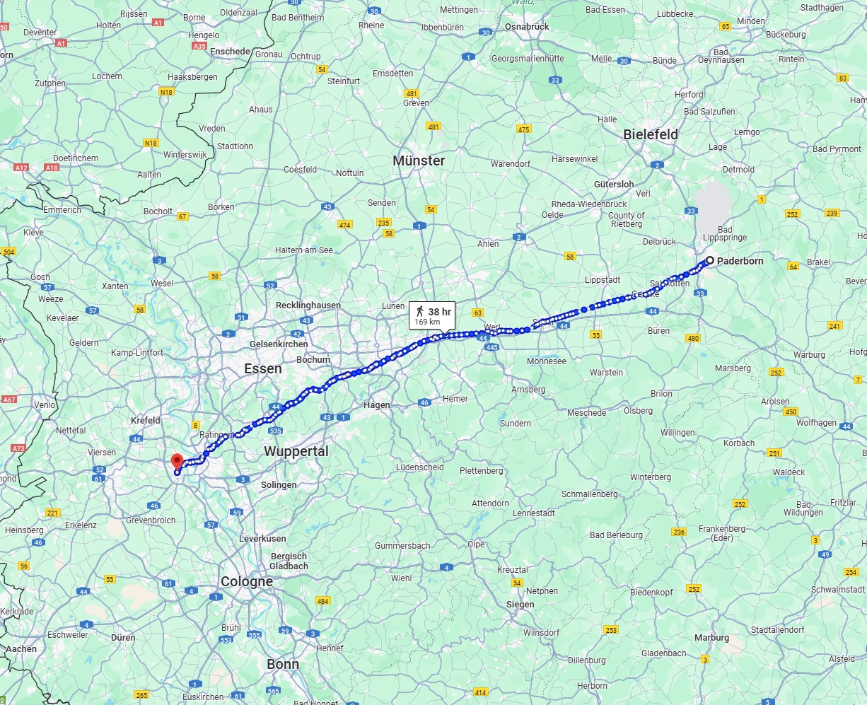 Anreise von Paderborn Zu Neuss Über 