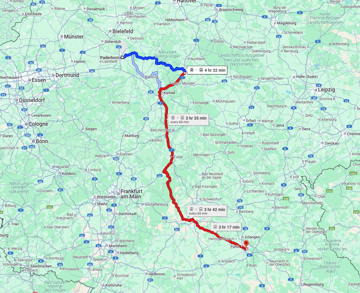 Anreise von Paderborn Zu Nürnberg Über 