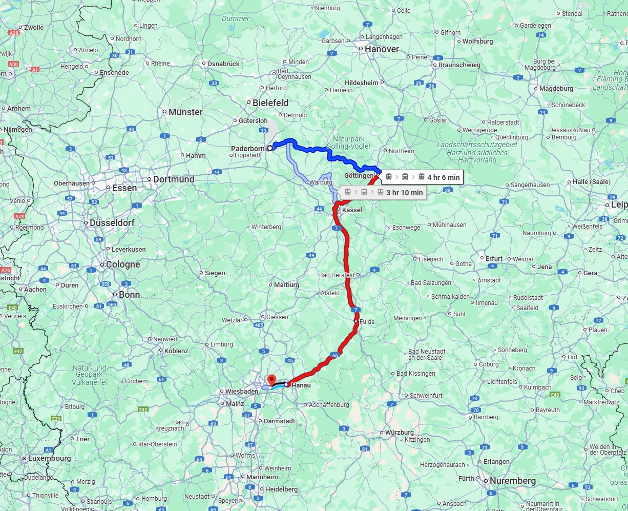 Anreise von Paderborn Zu Offenbach am Main Über 