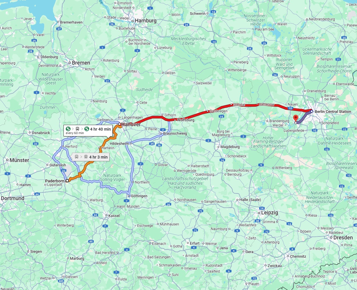 Anreise von Paderborn Zu Potsdam Über 