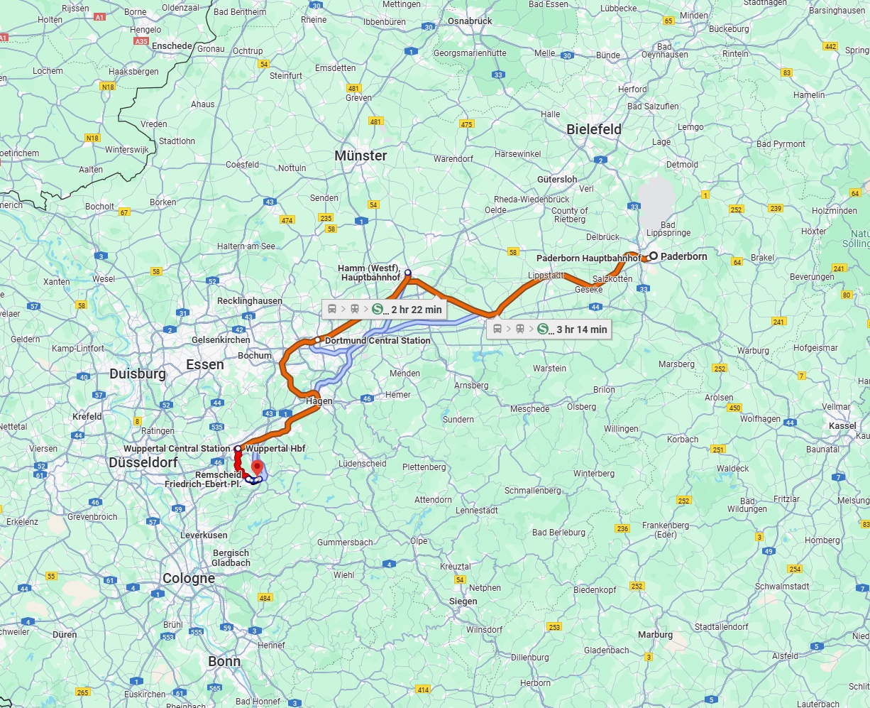 Anreise von Paderborn Zu Remscheid Über 