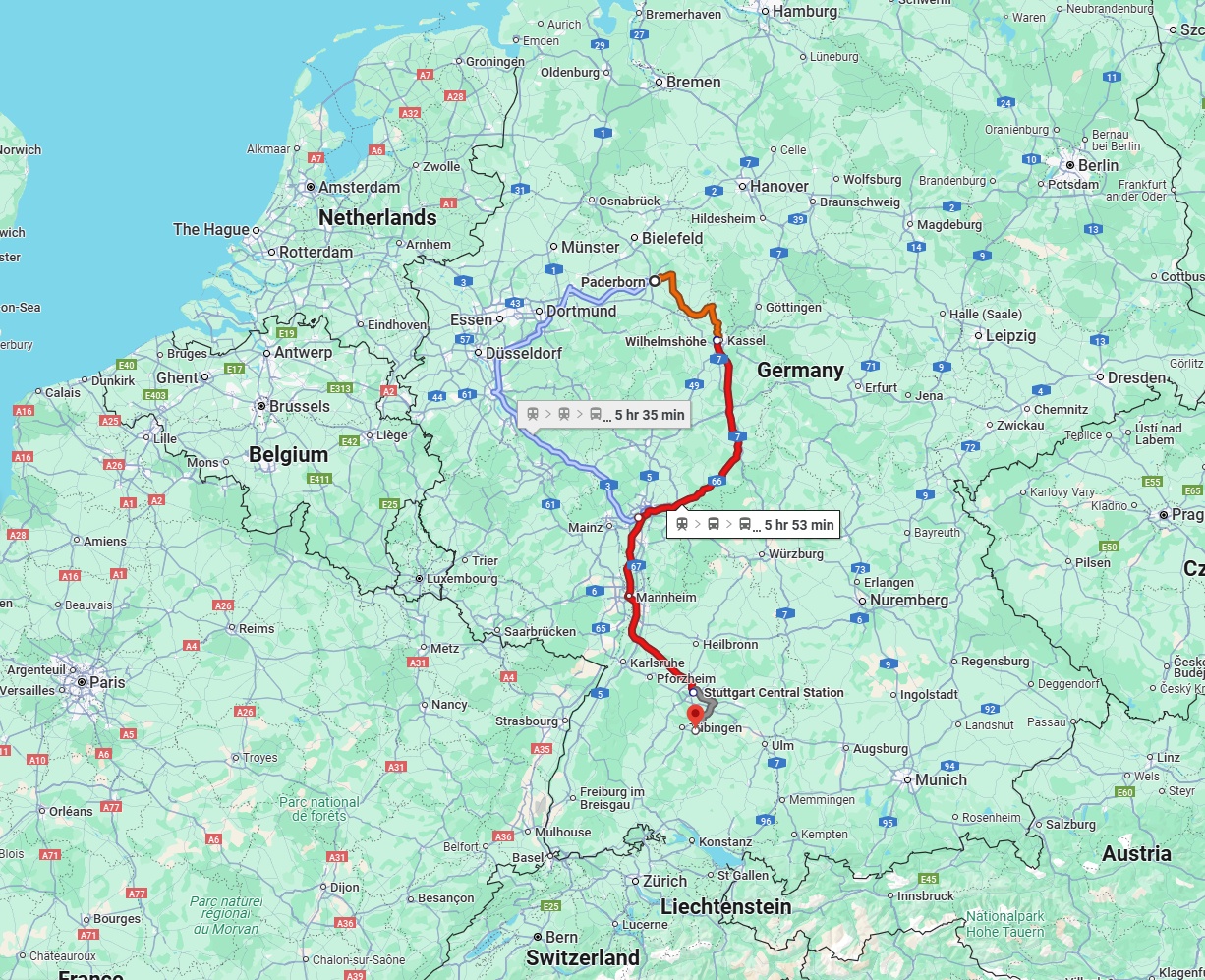Anreise von Paderborn Zu Reutlingen Über 