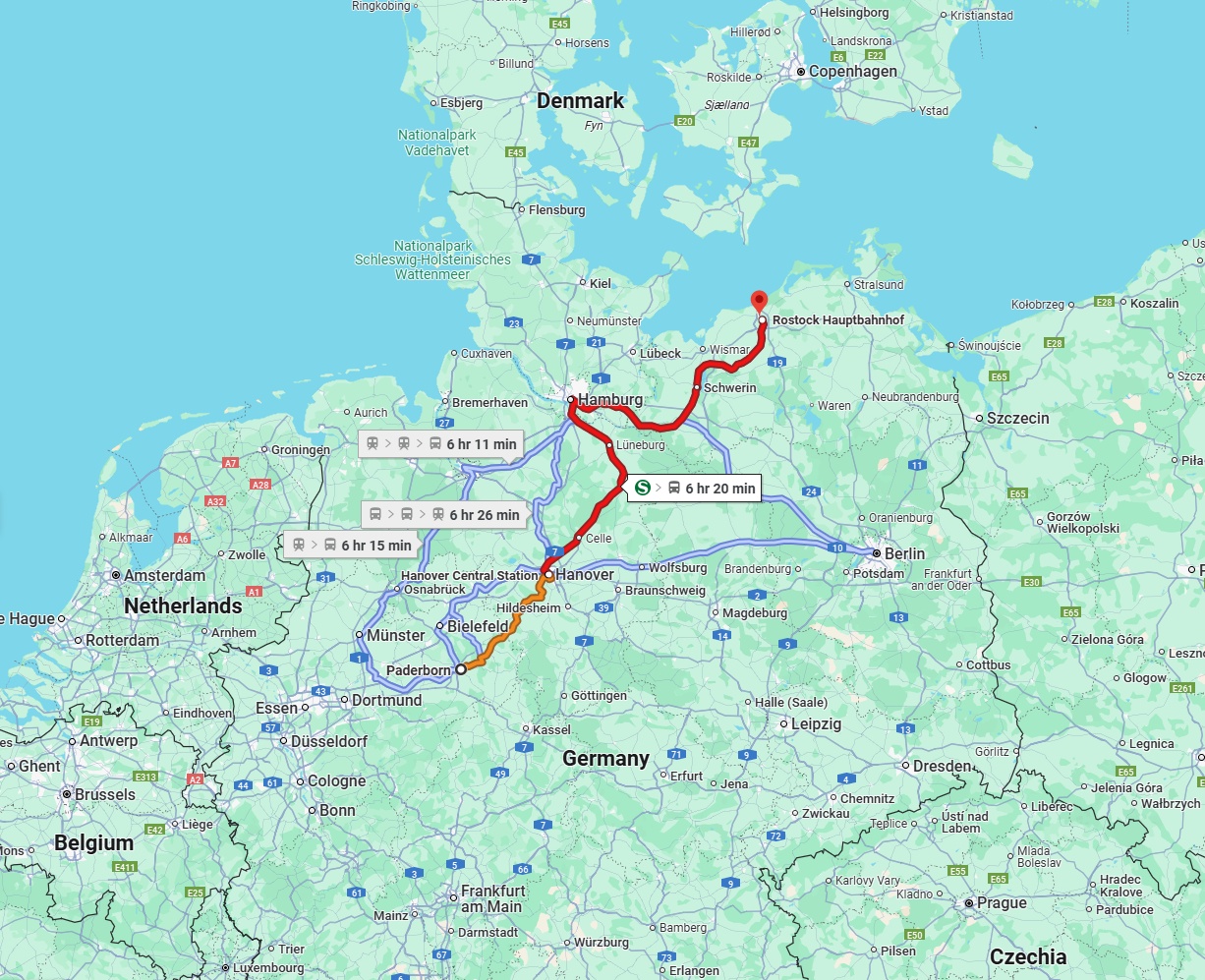 Anreise von Paderborn Zu Rostock Über 