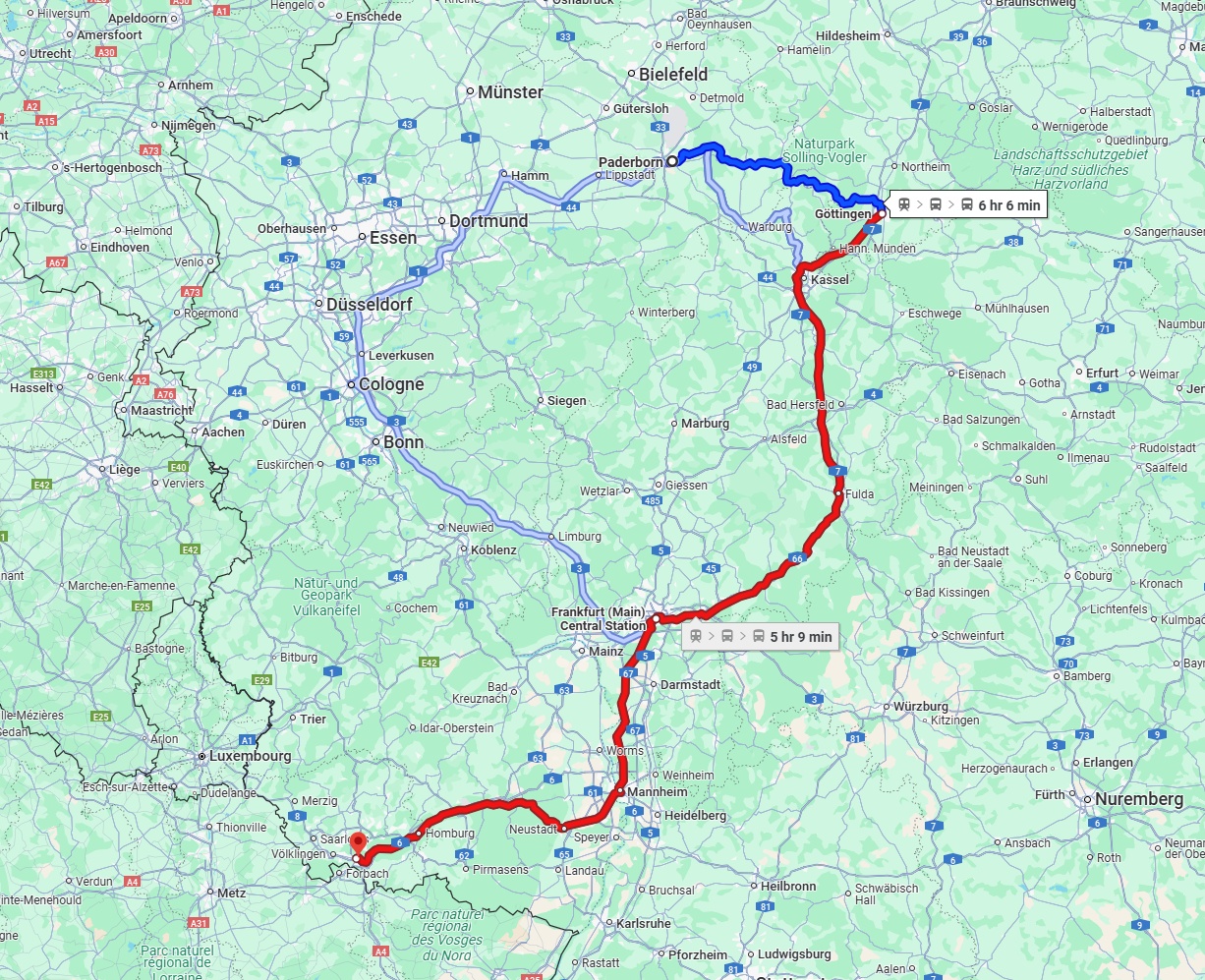 Anreise von Paderborn Zu Saarbrücken Über 