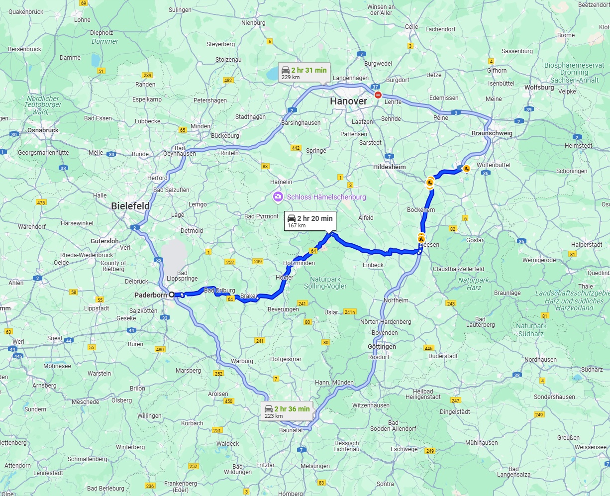 Anreise von Paderborn Zu Salzgitter Über via B64