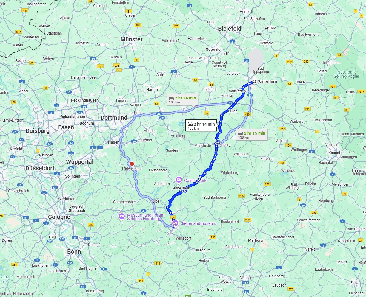 Anreise von Paderborn Zu Siegen Über via L776