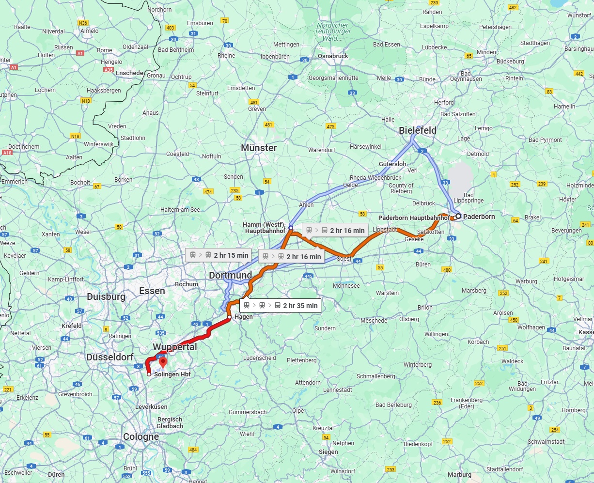 Anreise von Paderborn Zu Solingen Über 
