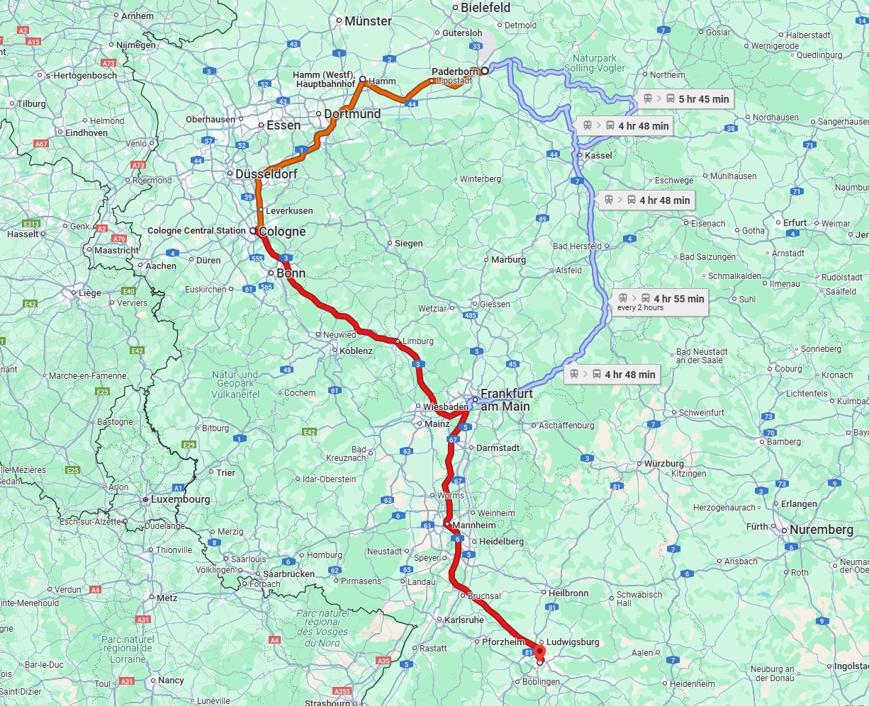Anreise von Paderborn Zu Stuttgart Über 