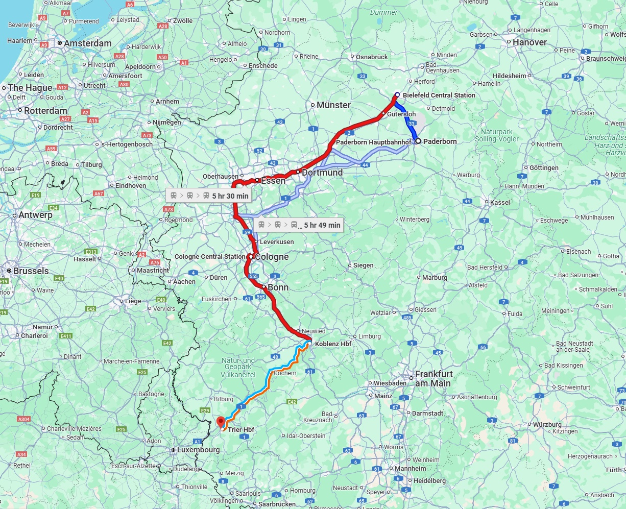 Anreise von Paderborn Zu Trier Über 
