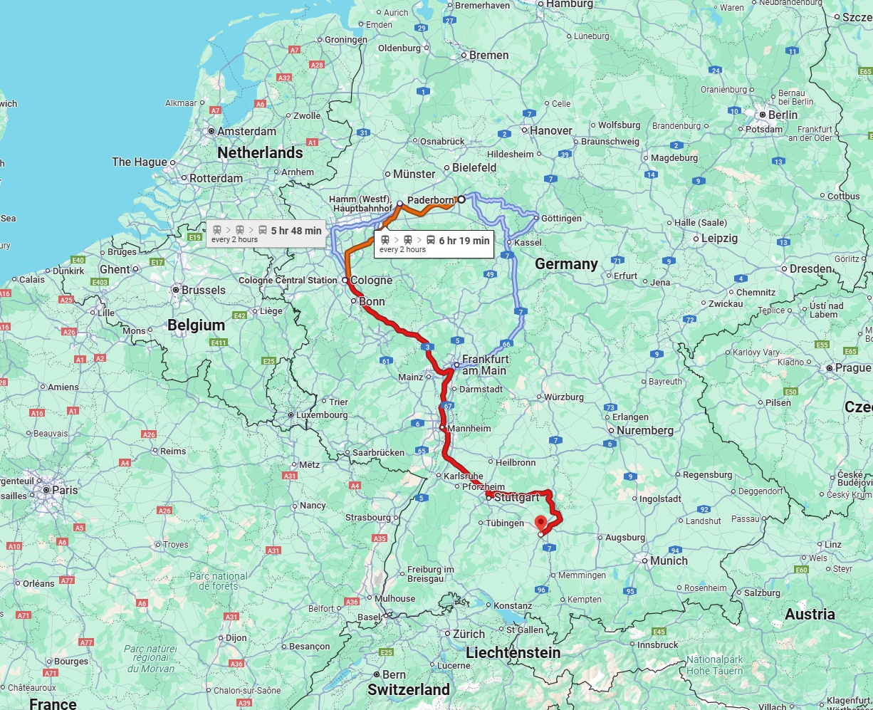 Anreise von Paderborn Zu Ulm Über 