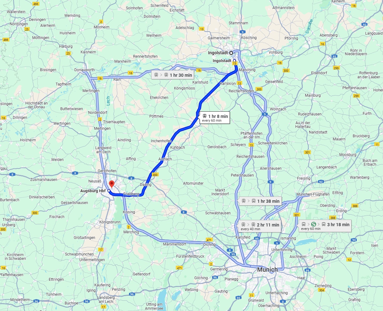 Anreise von Ingolstadt Zu Augsburg Über 