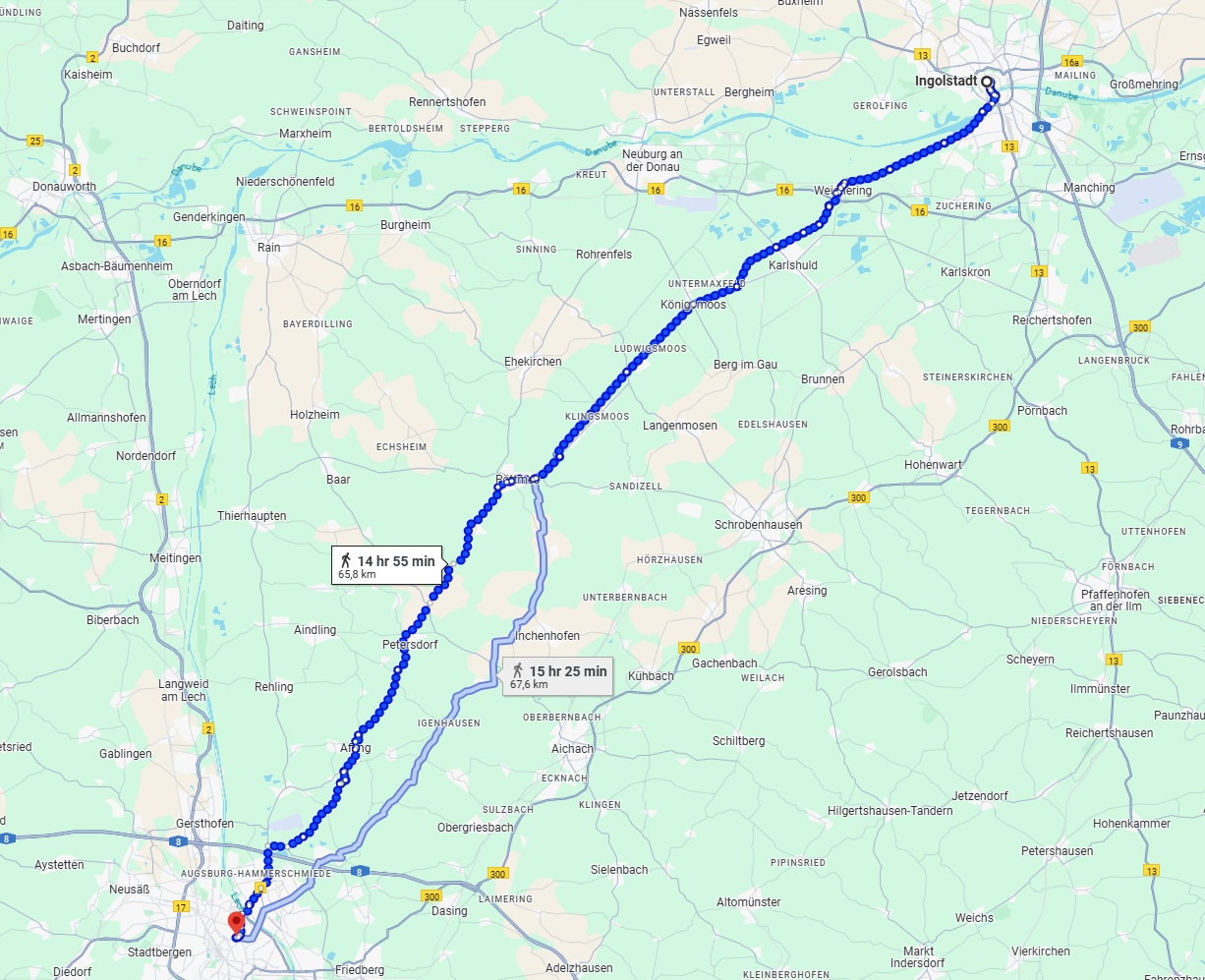 Anreise von Ingolstadt Zu Augsburg Über 